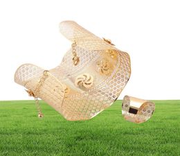 Dubai Chain Cuff Bangle With Ring For Women Moroccan Gold Bracelet Jewellery Nigerian Wedding Party Gift Flower Bangle5802195
