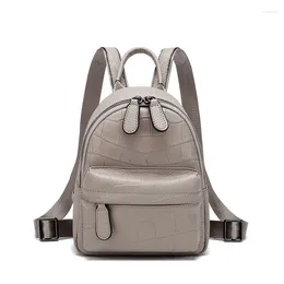 Backpack Versatile Travel Leisure Black Grey Colour Leather Fashion Small Women's Large Capacity Genuine Bag