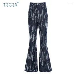 Women's Jeans TO1354 Fashion Vintage Style Imitation Women Old Ripped Wash Water Denim Casual Wide-foot Pants Clothes