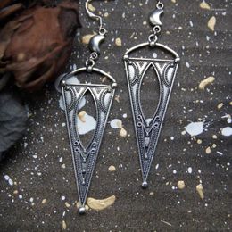 Dangle Earrings Goth Antique Silver Colour Long Triangle Shield Drop For Women Gift Charm Jewellery Accessories