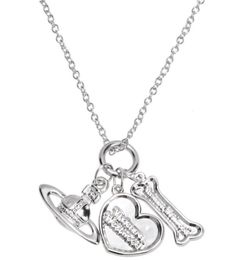 Silver Three Cipt Bone Love Saturno Necklace01234566143371