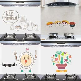 Wall Stickers 1 Pcs Cute Cartoon Heat Resistant Kitchen Accessories Home Decor Wallpaper Paste Oil Proof Foil Fumes