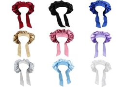 Soft Silk Women Night Sleeping Shower Cap High Elastic Ladies Long Hair Care Bonnet Headwrap Cozy Satin Hat Accessories 50PF Beani2580403