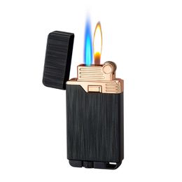 Most Popular Classic Grinding Wheel Lighter Open Flame + Straight Into Double Flame Lighter Butane Lighter