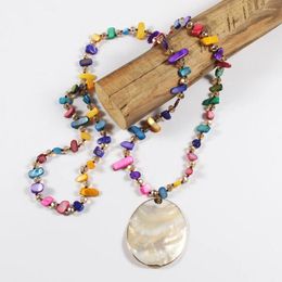 Pendant Necklaces Fashion Bohemian Jewellery Shell Crystal Glass Beads Long Knotted Necklace Charm