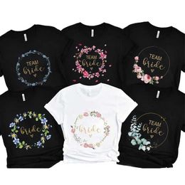 Women's T-Shirt Future Bride Bridal Wedding Tees Bachelorette Hen Party T-shirt Womens Evjf Team Bride T-shirt Short sleeved Black and White TopL2405