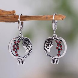 Dangle Earrings Creative Red Pomegranate Grape Retro Imitation Thai Silver Leaf For Women