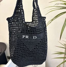 Tote Bags Designer beach Hollow Out Large capacity shopping Mesh Woven for Straw Black apricot summer Vacation All kind of fashion
