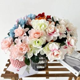 Decorative Flowers 7 Heads Artificial Flower Bouquet Plastic Fake Plants Wedding Bridal Pography Props Valentine's Day Gift Home Decor