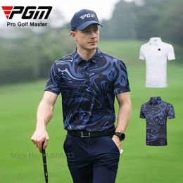 Men's Polos PGM Male Summer Printed Cooling T-shirt Breathable Anti-UV Polo Shirts Men Short-slved Soft Tops Turn-down Collar Y240506