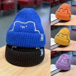 Cappelli cappelli cappelli per bambini 2022 cappello da ragazzi e ragazze inverno baby knitting bear pattern moda mantieni gli accessori per bambini orso caldi 0-6 anni wx