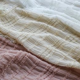 Dresses Chiffon Hook Embroidered Striped Wrinkled Fabric Fairy Chiffon Fabric Wedding Dress Stretch Tulle Fabric By The Meter