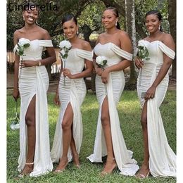 Платья русалки плюс размер слоновой кости подружки невесты от плечевых складки боковая щель 2021 Сделано изготовленная горничная горничная платья.