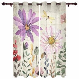 Curtain Summer Flowers And Wildflowers Modern Curtains For Living Room Home Decoration El Drapes Bedroom Fancy Window Treatments