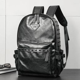 Backpack Vintage Men's Backpacks Brand Designer Rivets Soft PU Leather Travel Women High Capacity School Bag