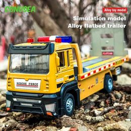 Diecast Model Cars 1/32 Scale Alloy Car Model Diecasts Tractor Truck Engineering Car Model Flatbed Trailer Toy Children Toys for Kids Collection T240506