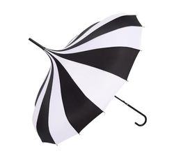 50Pcs Black And White Design Princess Royal Sun Umbrella Lady Pagoda LongHandled Umbrella Christmas Gift7554807