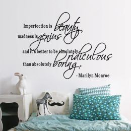 Stickers Imperfection Is Beauty MARILYN MONROE Vinyl WALL STICKER 8410. DECAL Decor QUOTE MURAL Girls Bedroom ART