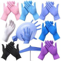 Gloves 50/100PS Disposable Rubber Latex Nitrile Gloves Oil Resistant PunctureProof Pink Gloves for Labor Home Food Dental Use S/M/L/XL