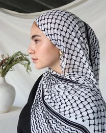 Ethnic Clothing Islamic Plaid Printed Turban Abaya Hijab Fashion Chiffon Hijabs For Woman Abayas Quality Scarf Muslim Dress Turbans Head