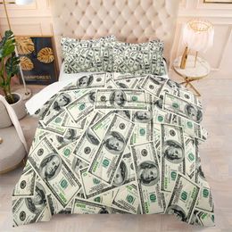 Duvet Cover 2/3pcs Modern Dollar Print Bedding Set, Soft Comfortable And Skin-friendly Comforter For Bedroom, Guest Room (1*Comforter + 1/2*Pillowcase, Without Core)