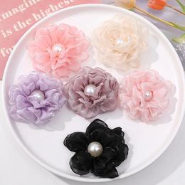 Charms 1pcs Korean Version Super Immortal Sweet Colorful Pearl Mesh Flower DIY Handwoven Versatile Hair Clips Accessories Material