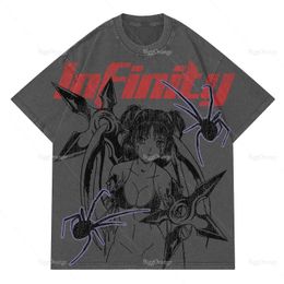 Men's T-Shirts Vintage Strtwear Anime Print Mens T-Shirt O-Neck Short Slve Japanese Casual Breathable Oversized Male 2022 top men clothing T240506