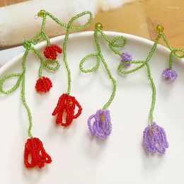 Charms 1pcs Small And Long Crystal Bells Orchids Flowers DIY Hand-woven Beaded For Jewellery Making Earrings Supplies