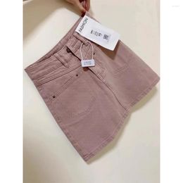 Skirts Vintage Women Pink Denim Skirt High Waist A-Line Soft Solid Mini Jeans Female Summer Versatilr Chic Half Shorts