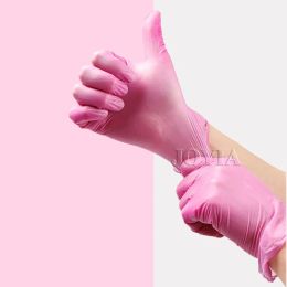 Gloves Pink Nitrile Disposable Gloves Latex Free Small Medium Girl Woman Rose Exam Gloves For Housework Baking Hair Work XSmall