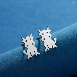 Stud Earrings Kinitial Cow Charm Cartoon Jewellery Kuh Ohrringe Schmuck Studs Earstuds Animal Gift Idea For Men Women