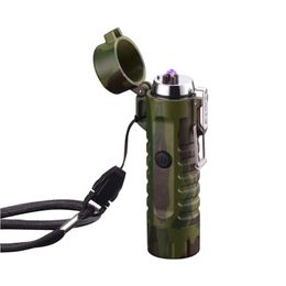 Waterproof Rechargeable Electric USB Double Arc Lighter With Flashlight Suit For Outdoor Camping Hot Sell