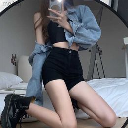 Women's Shorts Black denim shorts for womens spring and autumn slimming 2024 new high waisted loose A-line ultra short tight hot pants WX