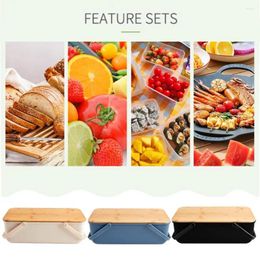 Storage Bottles Bread Box With Cutting Board Lid Portable Multifunctional Food Container Wood Handle For