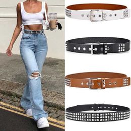 n Accessories MYMC 105cm Leather Belt Women La Punk Waistband Luxury Waist Rivet Retro Casual Fashion Luxurious Studded Waist Band J240506