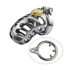 New Male Device Large Cock Cage Stainless Steel Belt with anti-off penis ring adult sex toys for men1410050