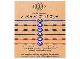 7 Knots Blue Evil Eye Bracelet Paper Card Bracelet Adjustable Lucky Red String Bracelets Women Fashion Jewellery Friendship Bracelet3031473