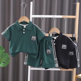 Clothing Sets Boys Summer Short-sleeved Lapel Suit Sports Two-piece Breathable Comfortable Sweat-absorbing Baby POLO Collar Shorts 1-5