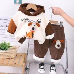 Clothing Sets Boys Autumn And Winter Sweater Thickened Set For Children's Fashionable Baby Two Piece Hooded