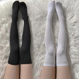 Women Socks Solid Colour Stocking Sexy Black White Long Stocks Over The Calf Lolita JK Cosplay Women's Hosiery Thigh Stockings
