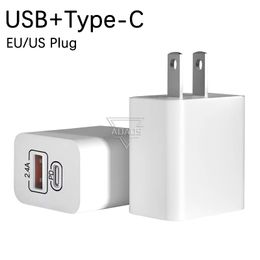 USB+Type-C 12W Portable EU/US Wall Adapter 2.4A USB Charging Charger for Smart Phones