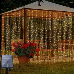 Christmas Decorations Solar Fairy Curtain Lights 3M 300LED Waterproof Outdoor Garland Power Lamp For Garden Party Wedding Decoration