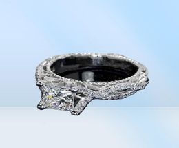 Women vintage ring Handmade Princess cut 2ct Diamond 925 Sterling silver Engagement Wedding Band Ring for women4538584