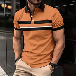 Men's Polos Springautumn Men Long Seeved Polo Shirt Casual Sports Pure Colour Red Checked Collar T-shirt Fashion Breathable Cothing