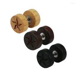 Stud Earrings Natural Wooden Stainless Steel Ear Studs Earnings For Women Men Wood Barbell Piercing Punk