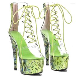 Dance Shoes Auman Ale 17CM/7inches PVC Upper Sexy Exotic High Heel Platform Party Women Round Toe Ankle Boots Pole 082