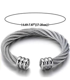 Large Elastic Adjustable Stainless Steel Twist Cuff Bangle Bracelet for Men Women Jewelry Silver Gold7578552