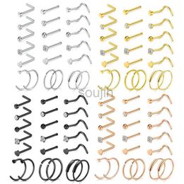 Body Arts 5/6/21Pcs 20G Nose Studs Stainless Steel Nostril Studs Screws Nose Ring Hoop Body Piercing Silver Gold Colour Heart Nose Studs d240503