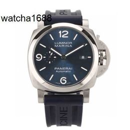 Calendar Wrist Watch Panerai Luminor Series Automatic Mechanical Men's Luxury Watch Waterproof Glow-in-the Dark Tough Man Leisure Sports 44mm Blue Plate PAM01313