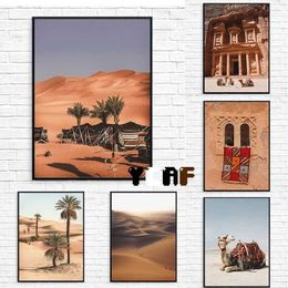 rs MOROCCAN Landscape Photos Desert Poster Canvas Printing MOROCCAN City Wall Art Decor Camel Animal Desert Photos Wall Decoration J240505